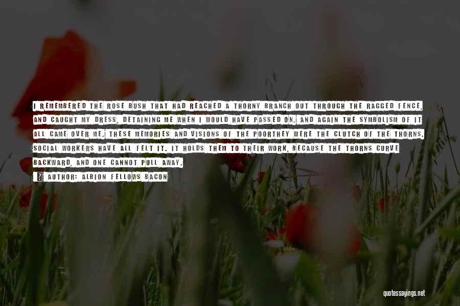 Albion Fellows Bacon Quotes: I Remembered The Rose Bush That Had Reached A Thorny Branch Out Through The Ragged Fence, And Caught My Dress,