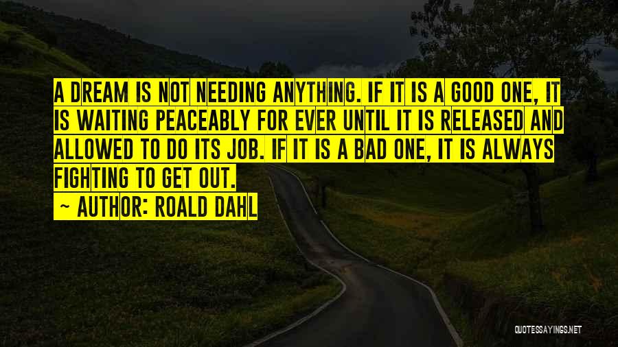 Roald Dahl Quotes: A Dream Is Not Needing Anything. If It Is A Good One, It Is Waiting Peaceably For Ever Until It