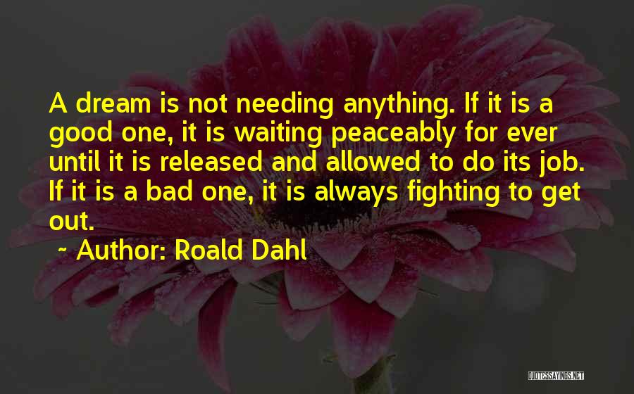 Roald Dahl Quotes: A Dream Is Not Needing Anything. If It Is A Good One, It Is Waiting Peaceably For Ever Until It