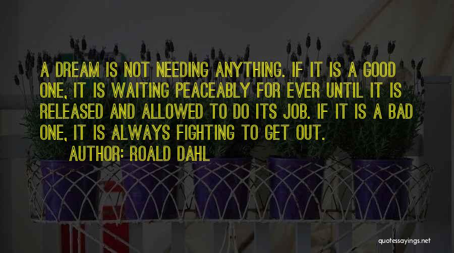 Roald Dahl Quotes: A Dream Is Not Needing Anything. If It Is A Good One, It Is Waiting Peaceably For Ever Until It