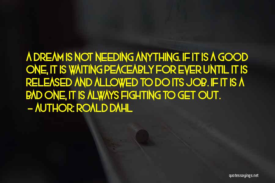 Roald Dahl Quotes: A Dream Is Not Needing Anything. If It Is A Good One, It Is Waiting Peaceably For Ever Until It