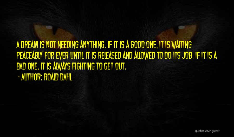 Roald Dahl Quotes: A Dream Is Not Needing Anything. If It Is A Good One, It Is Waiting Peaceably For Ever Until It