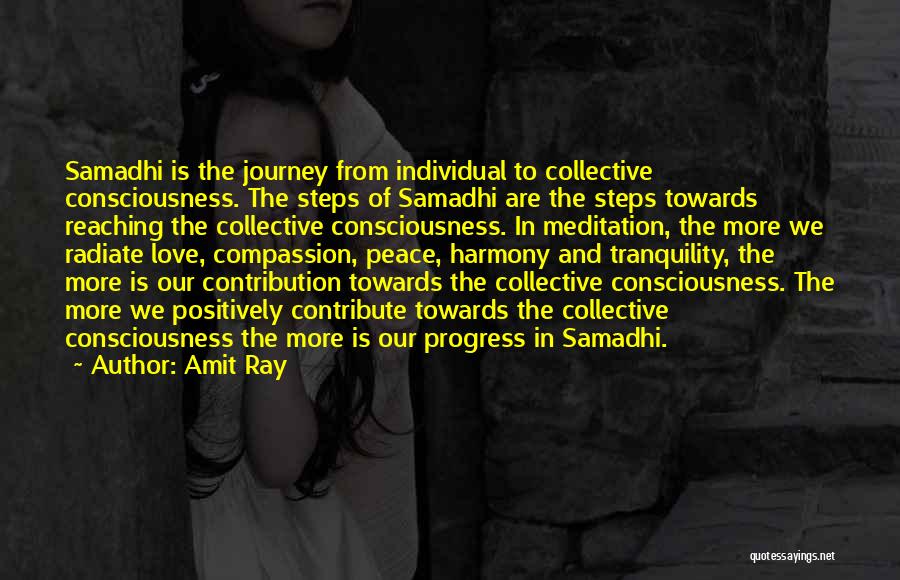 Amit Ray Quotes: Samadhi Is The Journey From Individual To Collective Consciousness. The Steps Of Samadhi Are The Steps Towards Reaching The Collective