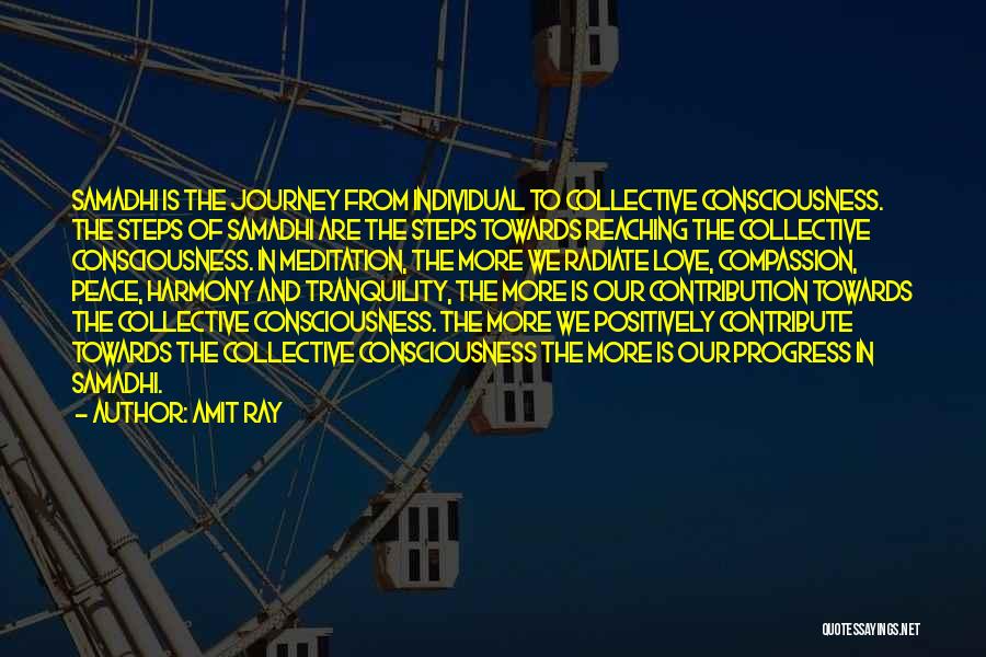 Amit Ray Quotes: Samadhi Is The Journey From Individual To Collective Consciousness. The Steps Of Samadhi Are The Steps Towards Reaching The Collective