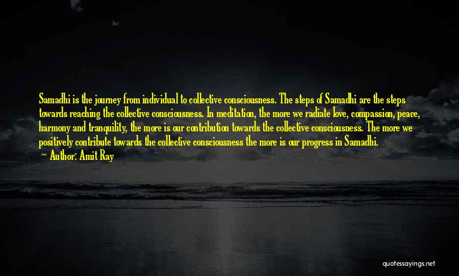 Amit Ray Quotes: Samadhi Is The Journey From Individual To Collective Consciousness. The Steps Of Samadhi Are The Steps Towards Reaching The Collective