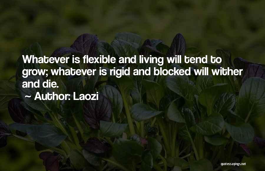 Laozi Quotes: Whatever Is Flexible And Living Will Tend To Grow; Whatever Is Rigid And Blocked Will Wither And Die.