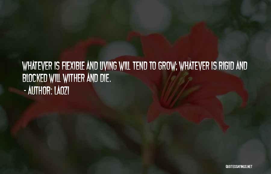 Laozi Quotes: Whatever Is Flexible And Living Will Tend To Grow; Whatever Is Rigid And Blocked Will Wither And Die.