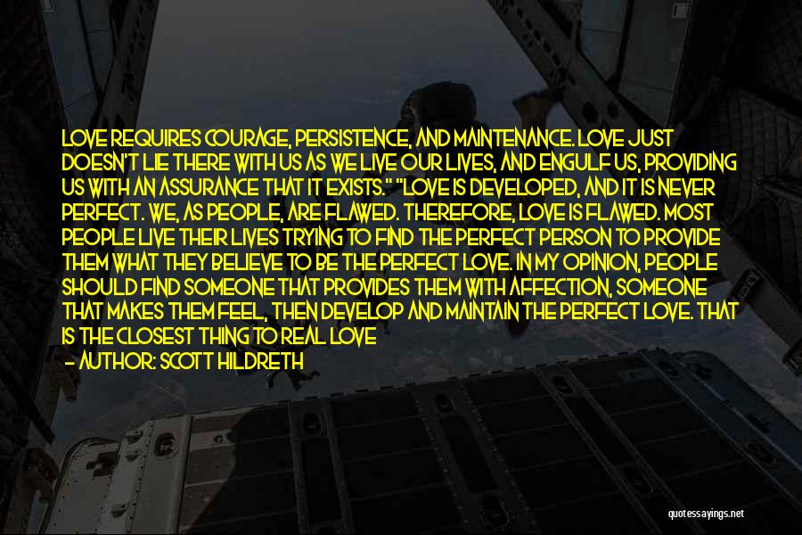 Scott Hildreth Quotes: Love Requires Courage, Persistence, And Maintenance. Love Just Doesn't Lie There With Us As We Live Our Lives, And Engulf