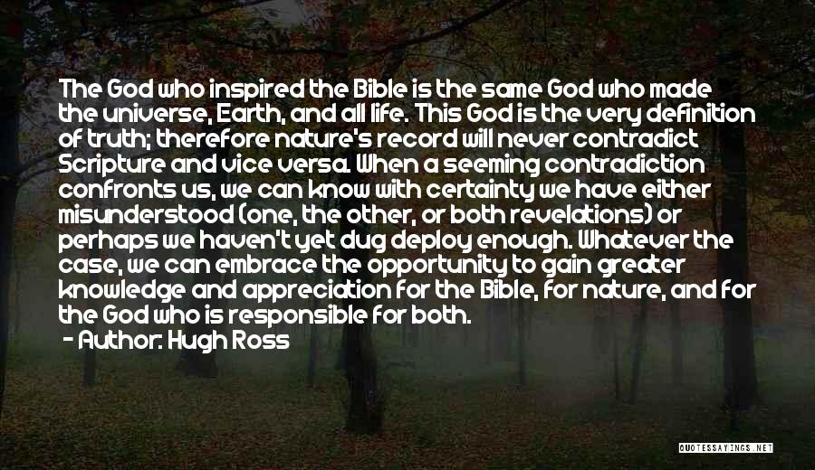 Hugh Ross Quotes: The God Who Inspired The Bible Is The Same God Who Made The Universe, Earth, And All Life. This God