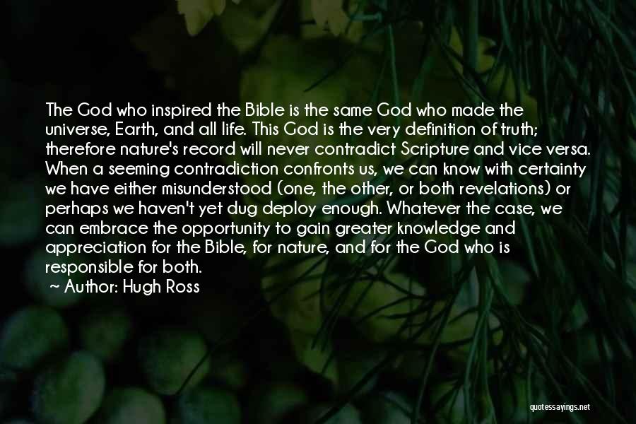 Hugh Ross Quotes: The God Who Inspired The Bible Is The Same God Who Made The Universe, Earth, And All Life. This God