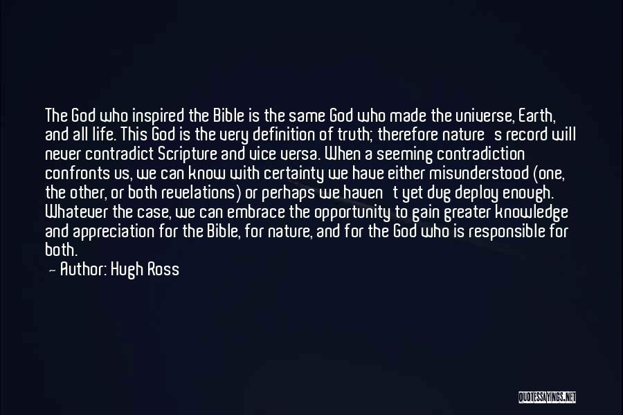 Hugh Ross Quotes: The God Who Inspired The Bible Is The Same God Who Made The Universe, Earth, And All Life. This God