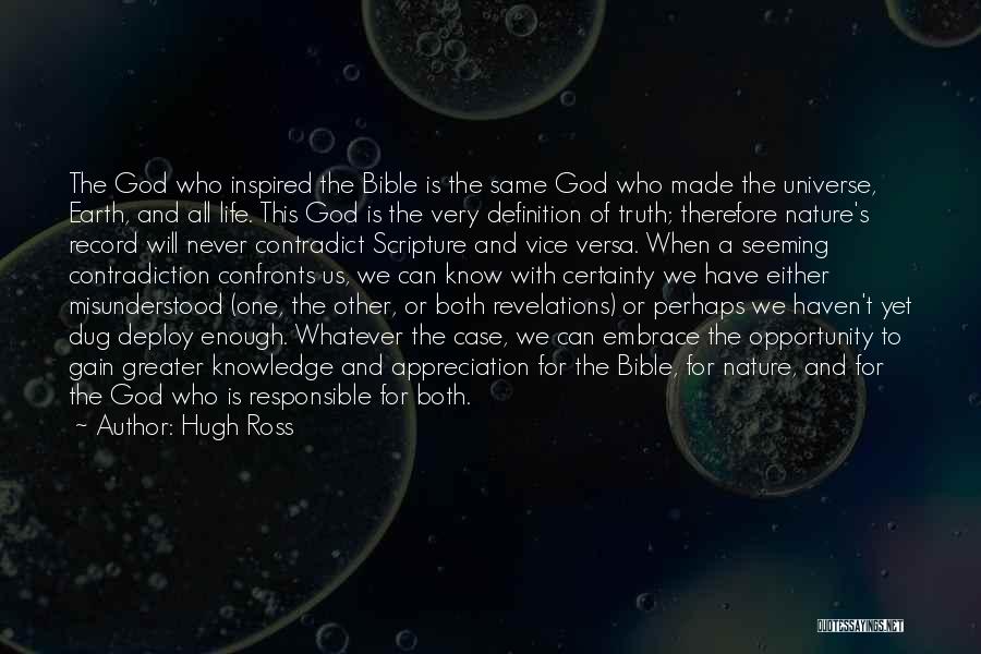 Hugh Ross Quotes: The God Who Inspired The Bible Is The Same God Who Made The Universe, Earth, And All Life. This God