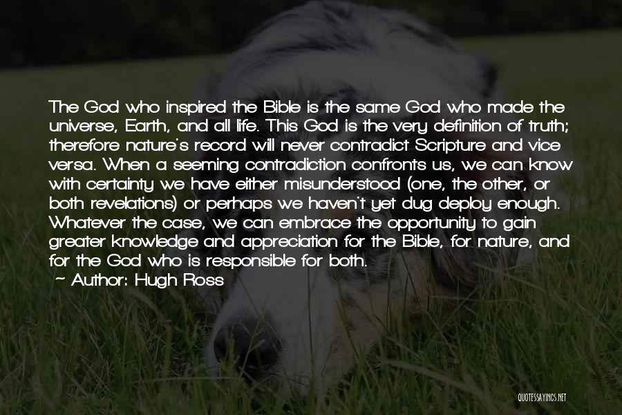 Hugh Ross Quotes: The God Who Inspired The Bible Is The Same God Who Made The Universe, Earth, And All Life. This God