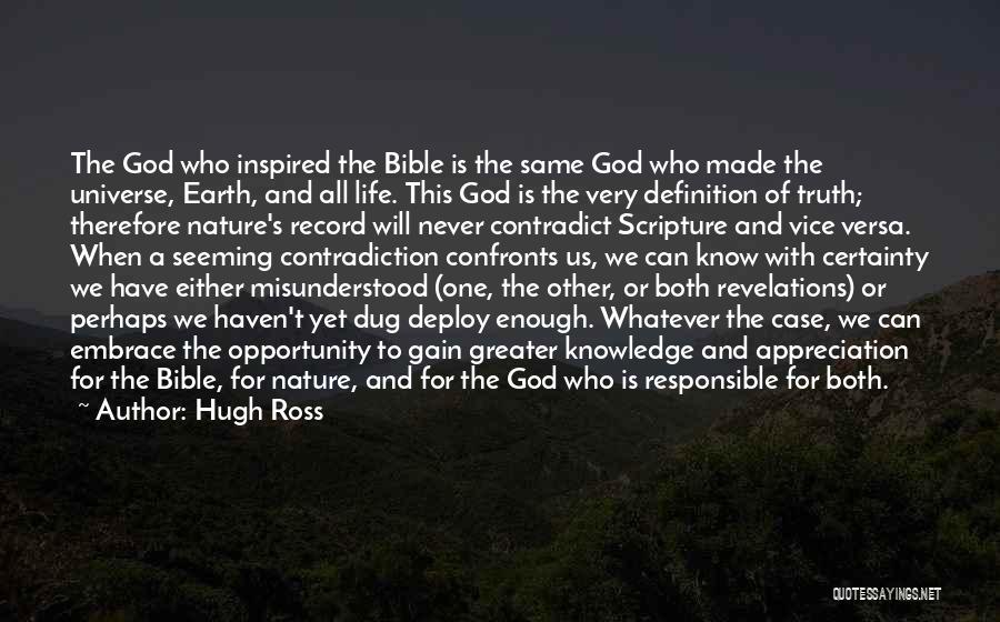 Hugh Ross Quotes: The God Who Inspired The Bible Is The Same God Who Made The Universe, Earth, And All Life. This God