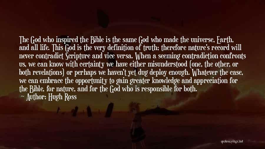 Hugh Ross Quotes: The God Who Inspired The Bible Is The Same God Who Made The Universe, Earth, And All Life. This God