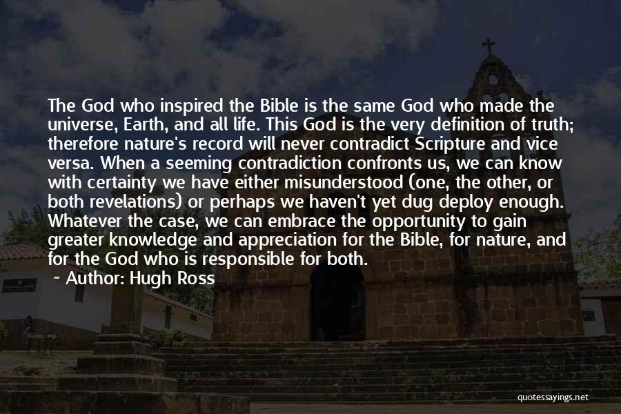 Hugh Ross Quotes: The God Who Inspired The Bible Is The Same God Who Made The Universe, Earth, And All Life. This God