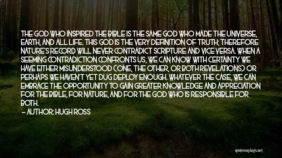 Hugh Ross Quotes: The God Who Inspired The Bible Is The Same God Who Made The Universe, Earth, And All Life. This God