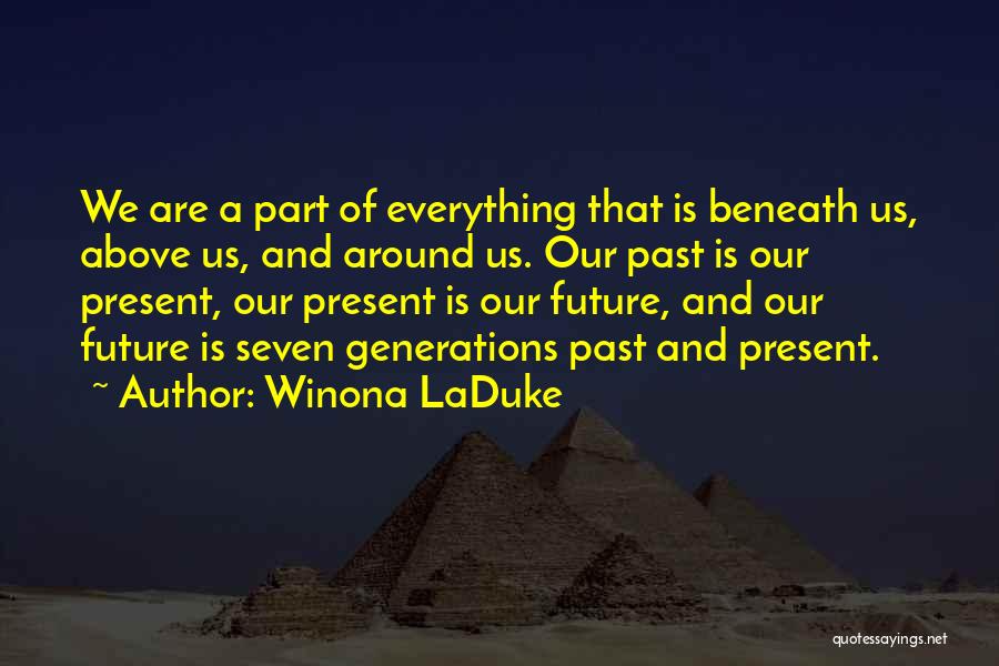 Winona LaDuke Quotes: We Are A Part Of Everything That Is Beneath Us, Above Us, And Around Us. Our Past Is Our Present,