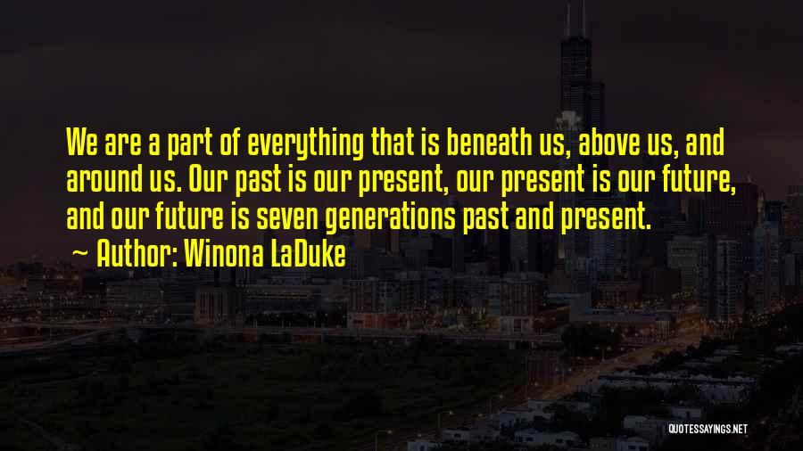Winona LaDuke Quotes: We Are A Part Of Everything That Is Beneath Us, Above Us, And Around Us. Our Past Is Our Present,