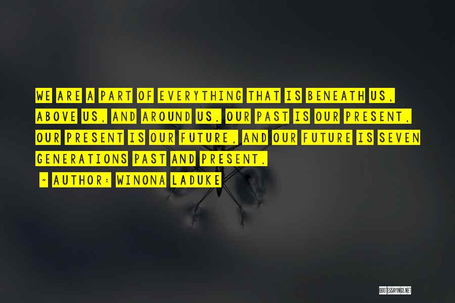 Winona LaDuke Quotes: We Are A Part Of Everything That Is Beneath Us, Above Us, And Around Us. Our Past Is Our Present,