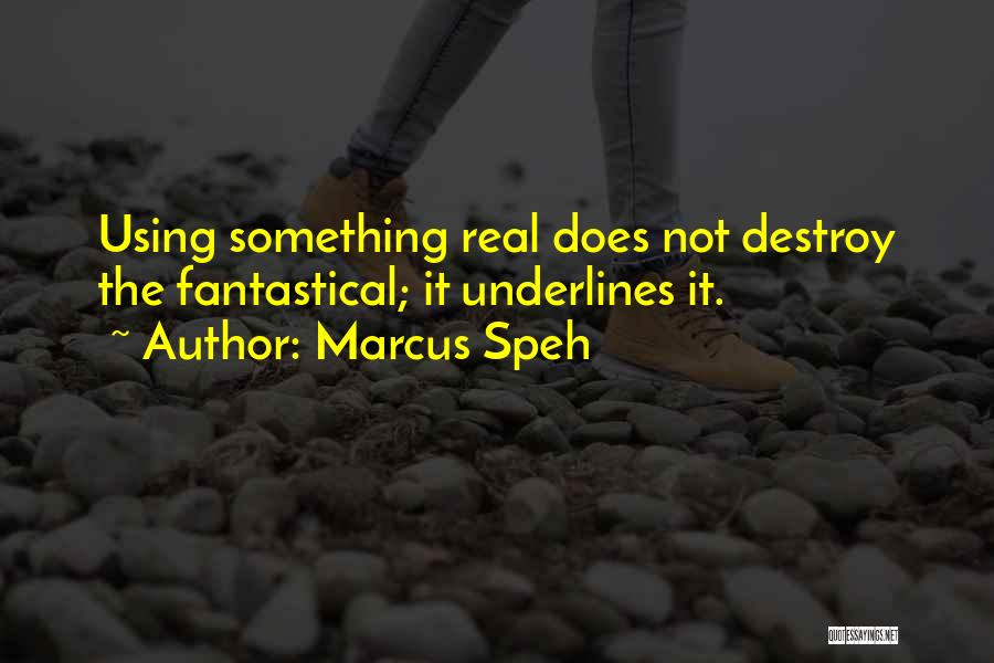 Marcus Speh Quotes: Using Something Real Does Not Destroy The Fantastical; It Underlines It.