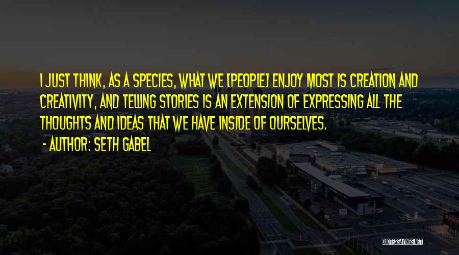 Seth Gabel Quotes: I Just Think, As A Species, What We [people] Enjoy Most Is Creation And Creativity, And Telling Stories Is An