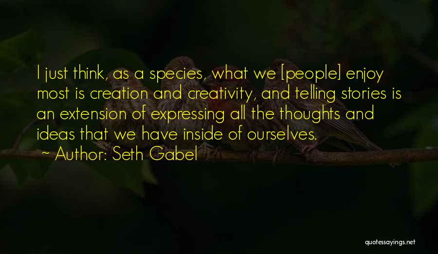 Seth Gabel Quotes: I Just Think, As A Species, What We [people] Enjoy Most Is Creation And Creativity, And Telling Stories Is An