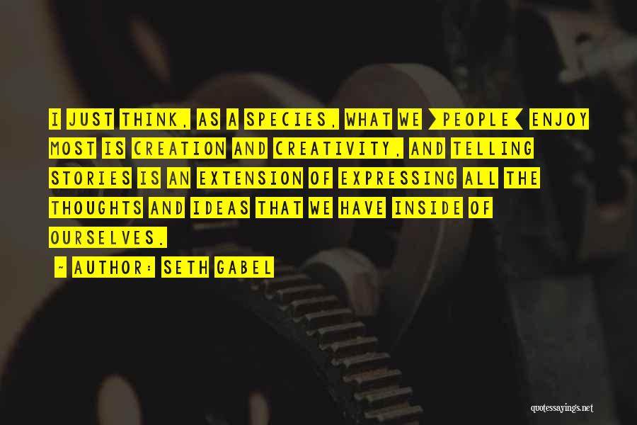 Seth Gabel Quotes: I Just Think, As A Species, What We [people] Enjoy Most Is Creation And Creativity, And Telling Stories Is An