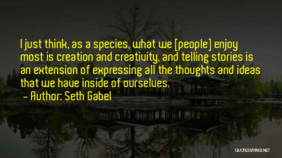 Seth Gabel Quotes: I Just Think, As A Species, What We [people] Enjoy Most Is Creation And Creativity, And Telling Stories Is An