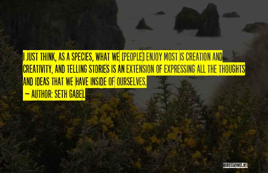 Seth Gabel Quotes: I Just Think, As A Species, What We [people] Enjoy Most Is Creation And Creativity, And Telling Stories Is An