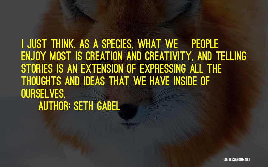 Seth Gabel Quotes: I Just Think, As A Species, What We [people] Enjoy Most Is Creation And Creativity, And Telling Stories Is An