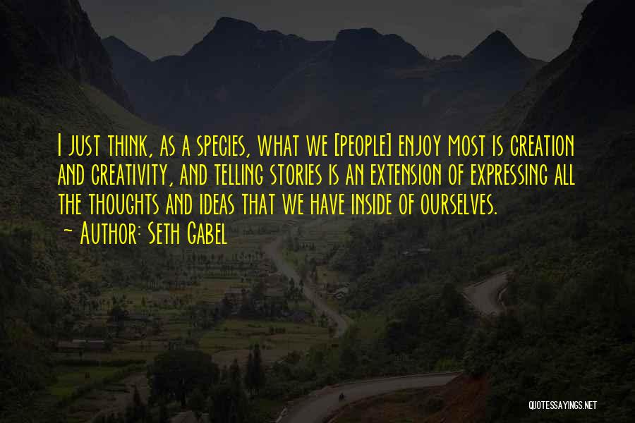 Seth Gabel Quotes: I Just Think, As A Species, What We [people] Enjoy Most Is Creation And Creativity, And Telling Stories Is An