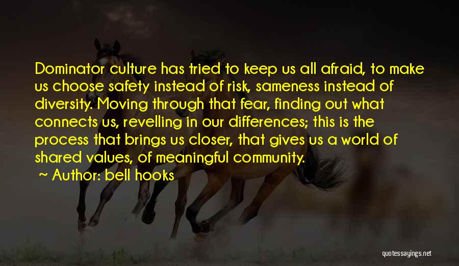 Bell Hooks Quotes: Dominator Culture Has Tried To Keep Us All Afraid, To Make Us Choose Safety Instead Of Risk, Sameness Instead Of