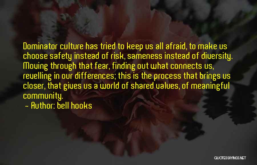 Bell Hooks Quotes: Dominator Culture Has Tried To Keep Us All Afraid, To Make Us Choose Safety Instead Of Risk, Sameness Instead Of