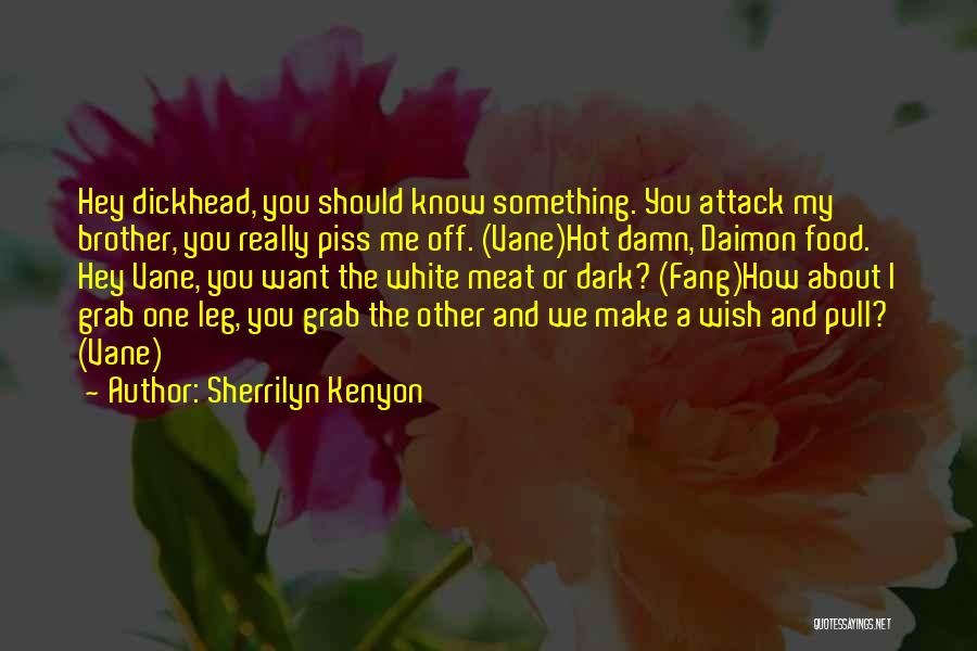Sherrilyn Kenyon Quotes: Hey Dickhead, You Should Know Something. You Attack My Brother, You Really Piss Me Off. (vane)hot Damn, Daimon Food. Hey