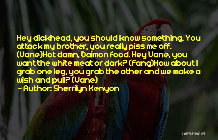Sherrilyn Kenyon Quotes: Hey Dickhead, You Should Know Something. You Attack My Brother, You Really Piss Me Off. (vane)hot Damn, Daimon Food. Hey