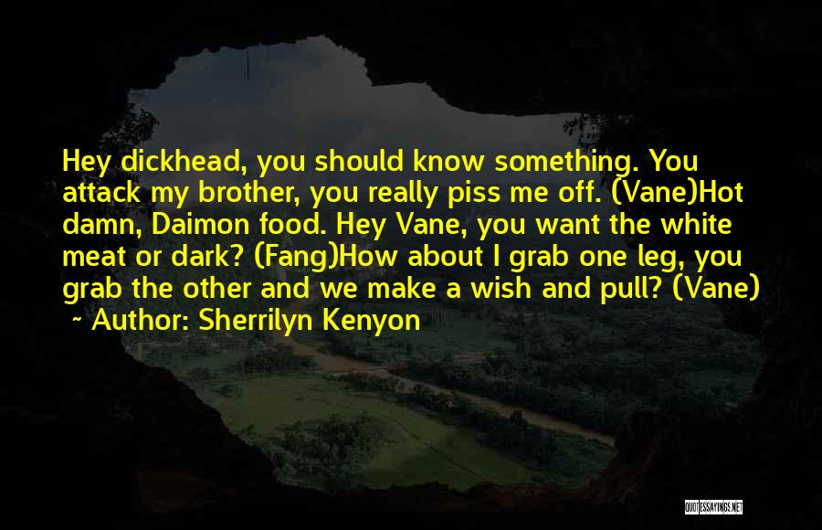 Sherrilyn Kenyon Quotes: Hey Dickhead, You Should Know Something. You Attack My Brother, You Really Piss Me Off. (vane)hot Damn, Daimon Food. Hey