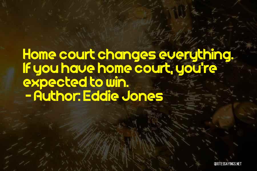 Eddie Jones Quotes: Home Court Changes Everything. If You Have Home Court, You're Expected To Win.