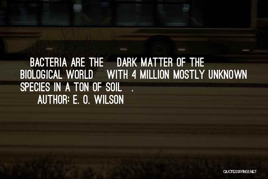 E. O. Wilson Quotes: [bacteria Are The] Dark Matter Of The Biological World [with 4 Million Mostly Unknown Species In A Ton Of Soil].