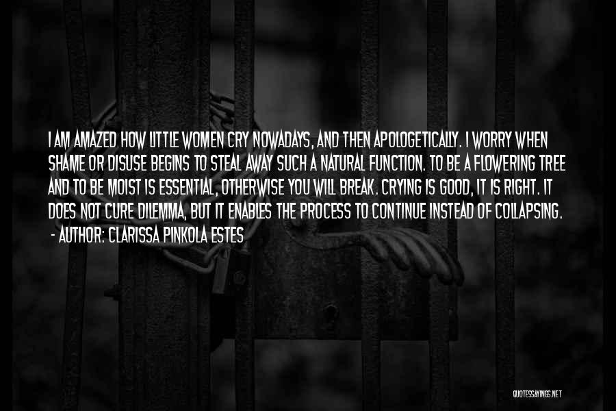 Clarissa Pinkola Estes Quotes: I Am Amazed How Little Women Cry Nowadays, And Then Apologetically. I Worry When Shame Or Disuse Begins To Steal