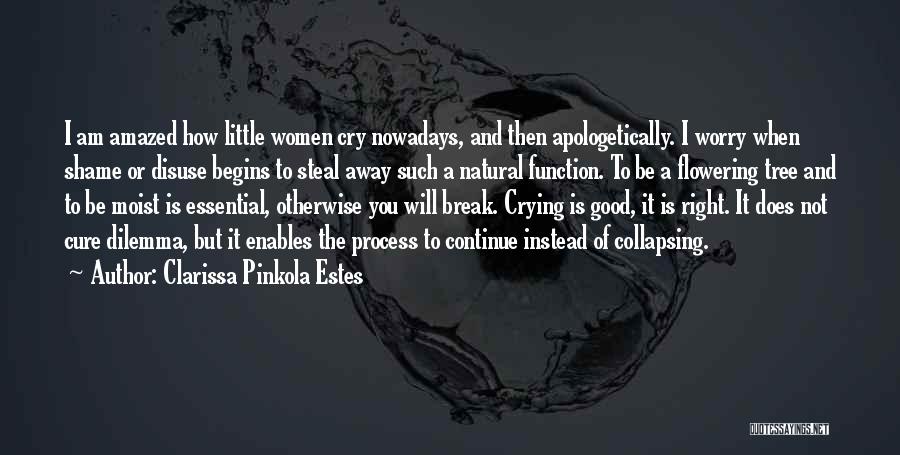 Clarissa Pinkola Estes Quotes: I Am Amazed How Little Women Cry Nowadays, And Then Apologetically. I Worry When Shame Or Disuse Begins To Steal