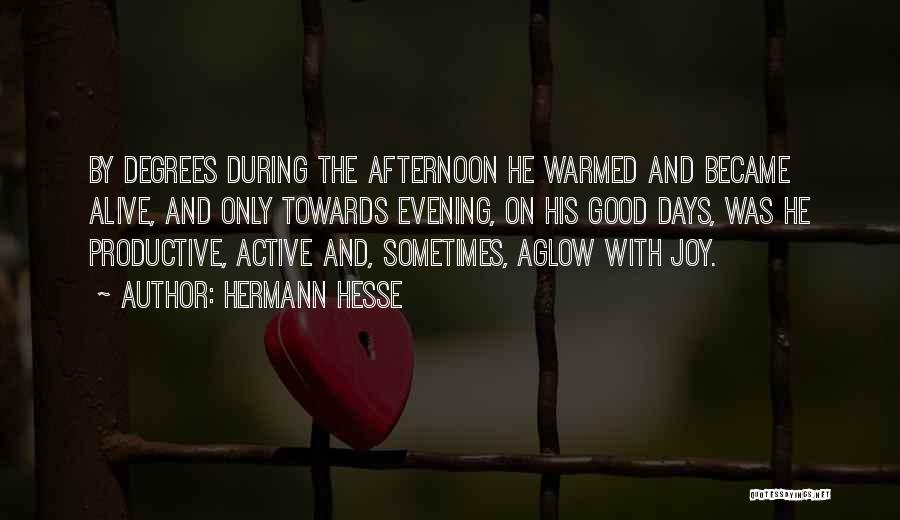 Hermann Hesse Quotes: By Degrees During The Afternoon He Warmed And Became Alive, And Only Towards Evening, On His Good Days, Was He