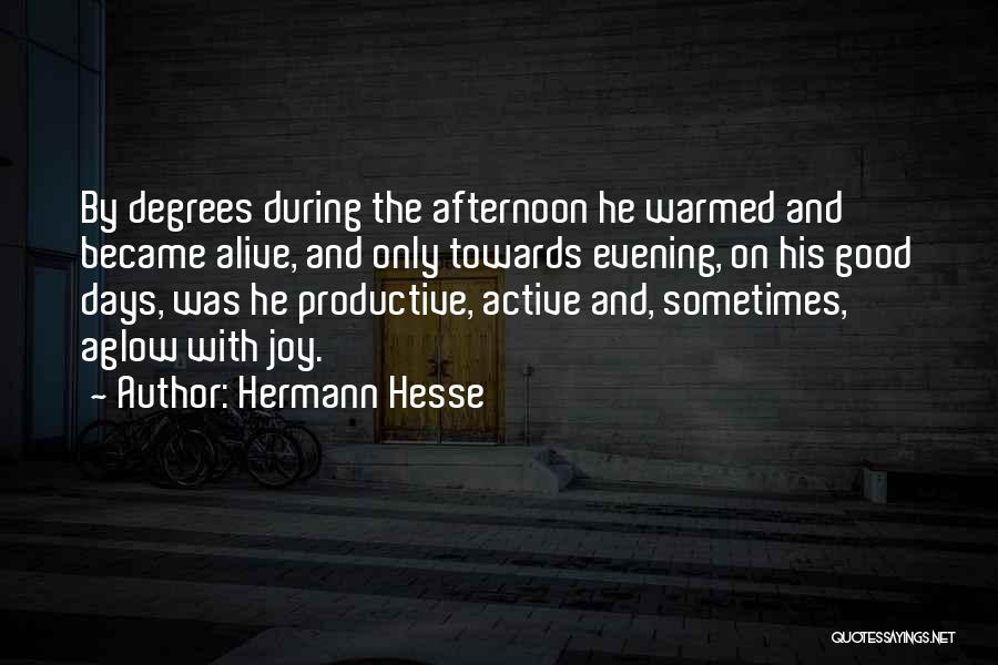 Hermann Hesse Quotes: By Degrees During The Afternoon He Warmed And Became Alive, And Only Towards Evening, On His Good Days, Was He