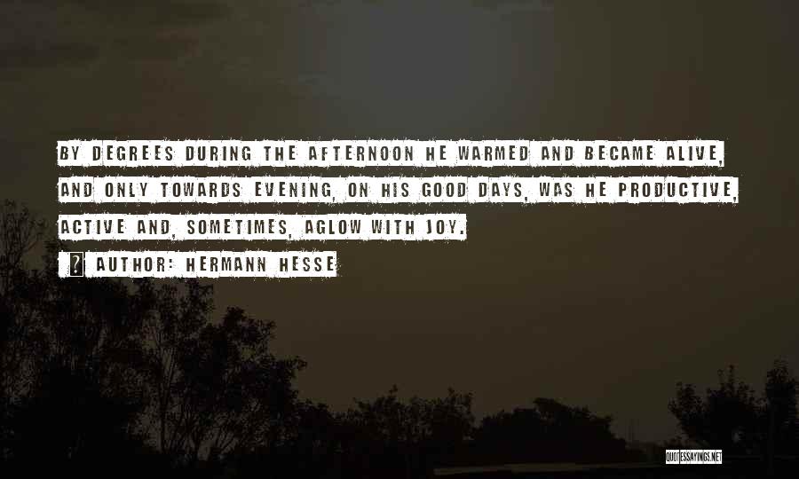 Hermann Hesse Quotes: By Degrees During The Afternoon He Warmed And Became Alive, And Only Towards Evening, On His Good Days, Was He