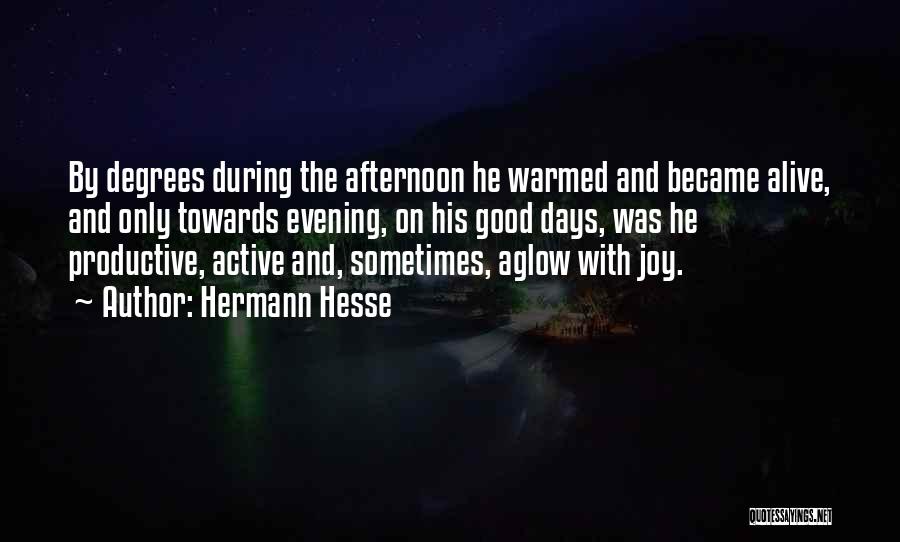 Hermann Hesse Quotes: By Degrees During The Afternoon He Warmed And Became Alive, And Only Towards Evening, On His Good Days, Was He