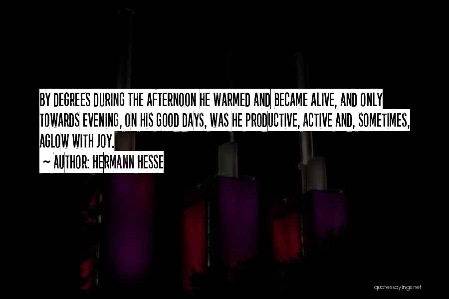 Hermann Hesse Quotes: By Degrees During The Afternoon He Warmed And Became Alive, And Only Towards Evening, On His Good Days, Was He