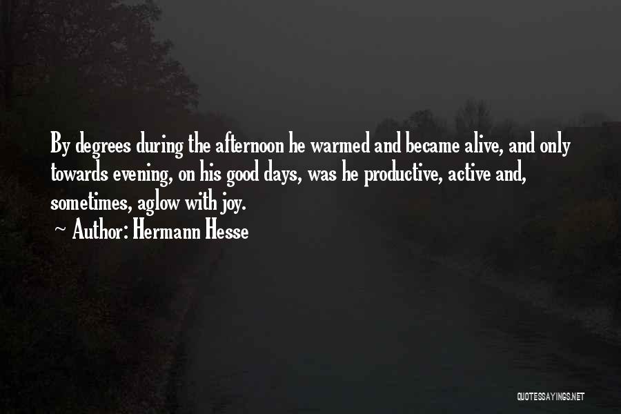 Hermann Hesse Quotes: By Degrees During The Afternoon He Warmed And Became Alive, And Only Towards Evening, On His Good Days, Was He