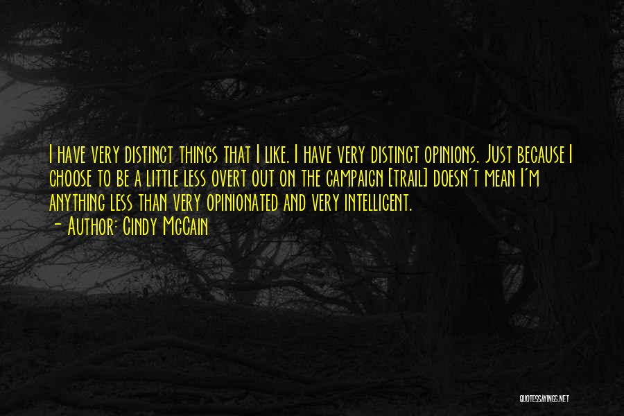 Cindy McCain Quotes: I Have Very Distinct Things That I Like. I Have Very Distinct Opinions. Just Because I Choose To Be A