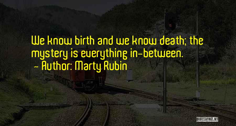 Marty Rubin Quotes: We Know Birth And We Know Death; The Mystery Is Everything In-between.