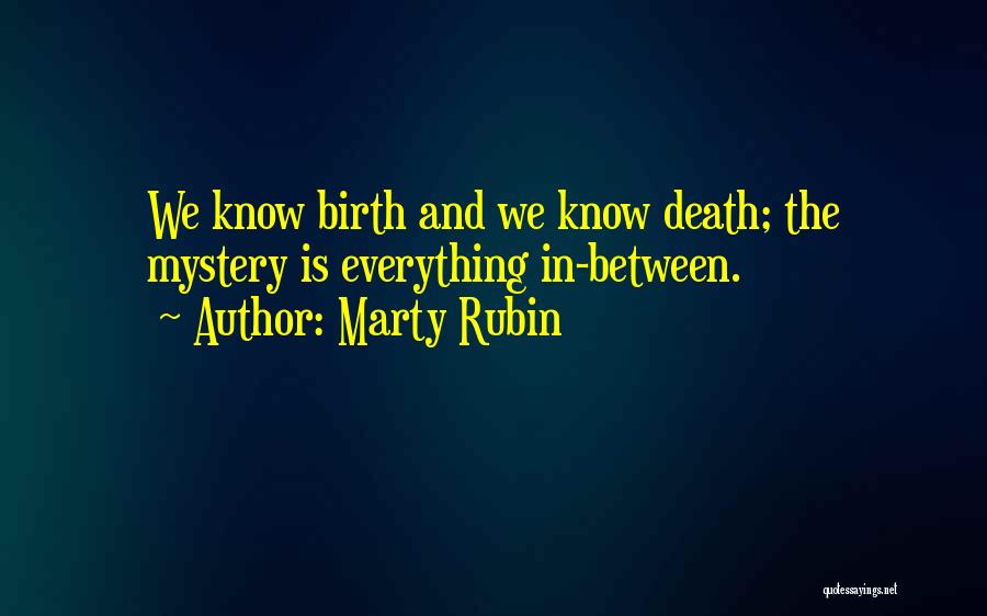 Marty Rubin Quotes: We Know Birth And We Know Death; The Mystery Is Everything In-between.